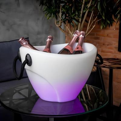 Balde De Gelo Led Para 4 Garrafas - Elegância E Praticidade Em 13l Com Alça E Parede Dupla! Ideal Para Suas Festas E Comemorações!