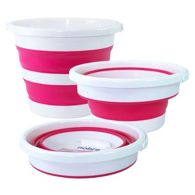 Balde Dobrável Nobre 12l - Elegância E Praticidade Em Branco Com Rosa Para Sua Casa! Ideal Para Organização E Estilo!