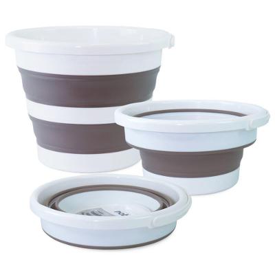 Balde Dobrável 12l Branco E Cinza - Praticidade E Estilo Para Sua Casa! Ideal Para Organizar, Limpar E Levar Para Todos Os Lados Com Facilidade!