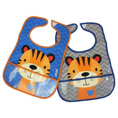 Babadores Impermeáveis Tigre Com Coletor - Conjunto De 2 Unidades Da Clingo, Proteção E Estilo Para A Hora Da Refeição!