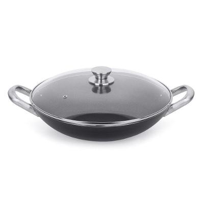 Frigideira Wok Professional Preta 34 Cm 5 L Em Alumínio Com Revestimento Interno Antiaderente