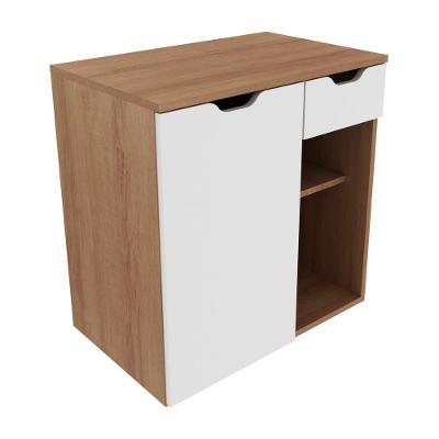 Gabinete Banheiro 1 Porta 1 Gaveta 60Cm Multimóveis Vcr10085 Amêndoa/Branco Amêndoa/Branco