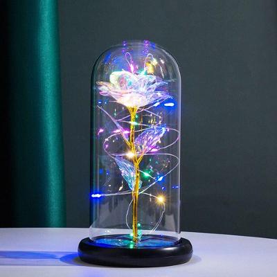 Luz Encantada: Luminária De Rosa Com Elegante Cúpula De Vidro E Led Branca