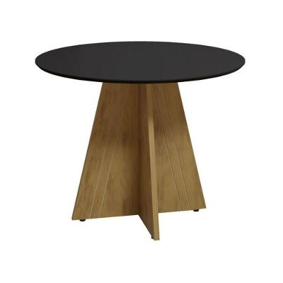 Mesa De Jantar Redonda 103cm Multimóveis Cr50047 Carvalho/preta Carvalho/preto