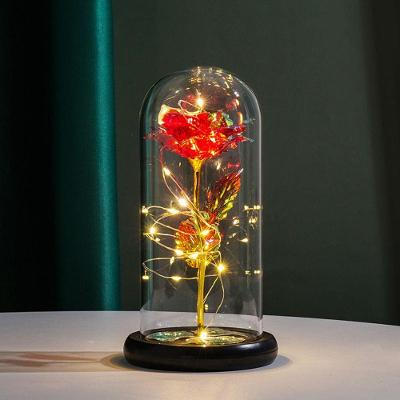 Luminária Rosa Elegante Com Vidro E Led Vermelho: Iluminação Sofisticada Para Seu Espaço