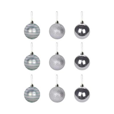 Kit Elegante De 9 Bolinhas Prateadas Texturizadas Para Decoração De Natal