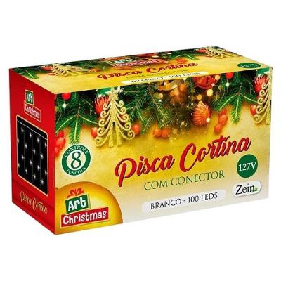 Pisca Pisca Natalino Cascata Cortina 1,5m Branco Com 100 Leds