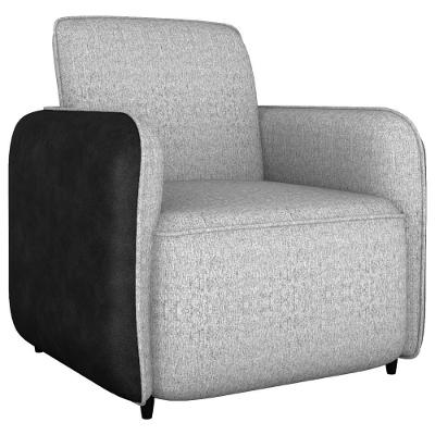 Poltrona Decorativa Zuquire 76 Cm Linho Vancouver Corino Preto Milani Store Bege