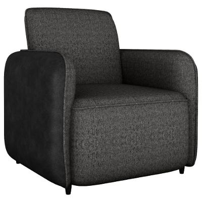 Poltrona Decorativa Zuquire 76 Cm Linho Vancouver Corino Preto Milani Store Chumbo
