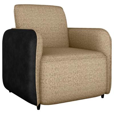 Poltrona Decorativa Zuquire 76 Cm Linho Vancouver Corino Preto Milani Store Palha