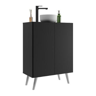 Gabinete Banheiro 2 Portas Retrô 63Cm Multimóveis V5006 Preto/Branco Preto/Branco
