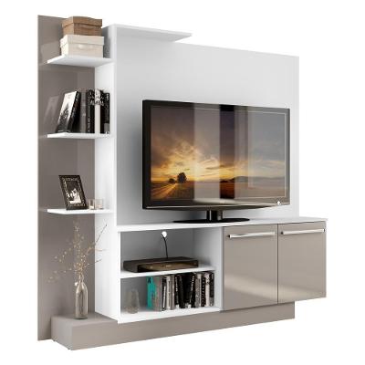 Estante Tv 55" E 2 Portas Denver Multimóveis V2473 Branca/Lacca Fumê Branco/Lacca Fumê
