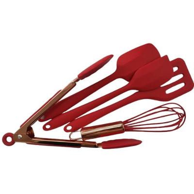 Jogo Utensílios Mini Cozinha 5 Peças Em Silicone Mini Vermelho