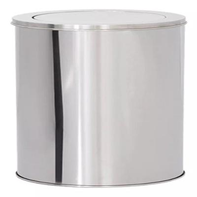 Lixeira Inox Basculante 20 Litros Grande Cesto Lixo Vai Vem Aço Prateada Escritorio Cozinha Banheiro