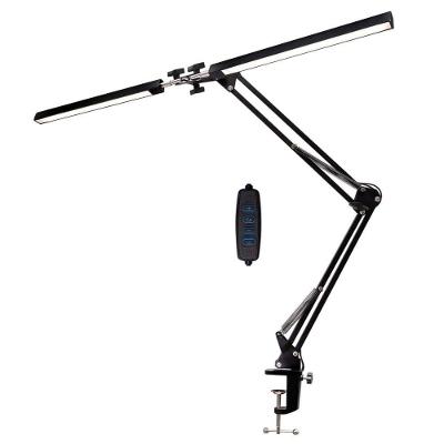 Luminária Mesa Dupla Led 3 Cores Articulada Com Base E Garra Giratoria 360° Preto