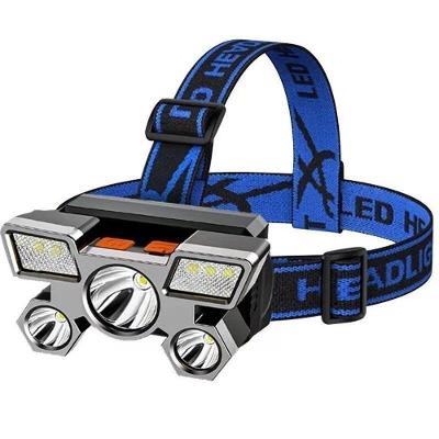 Lanterna Holofote De Cabeça 5 Led Super Brilhante A Prova Da Agua Usb Recarregável 4 Modos Pcs:1 Pcs