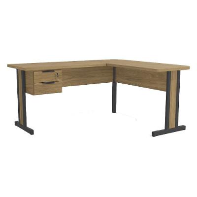 Mesa De Canto Com Gaveteiro 170x150 Cm Versatil 1170a Kappesberg Itapua