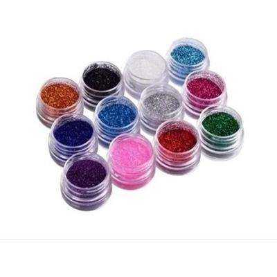 Kit Com 12 Potinhos Com Glitter Fininho Brilho Purpurina Para Unha