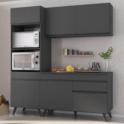 Armário De Cozinha Compacta 3 Peças Mp3694.895 Veneza Multimóveis Preto