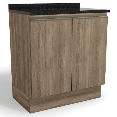 Balcao Tampo 2 Portas 80 Cm Maxxi G744 Kappesberg Nogal Preto
