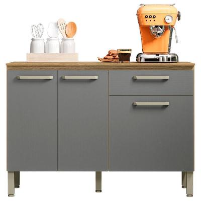 Balcao Com Tampo 3 Portas 1 Gaveta 120 Cm Versalhes Ktp Freijo Gris