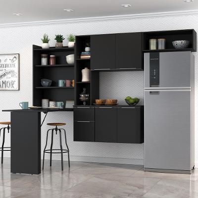 Cozinha Compacta Com Mesa Dobrável Sofia Multimóveis Preta