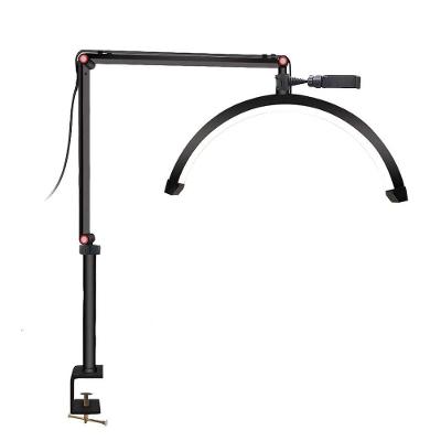 Luz Led Meia Lua Para Cílios Tatuagem Esteticista Mesa Braço Oscilante Chicote Branca Preto