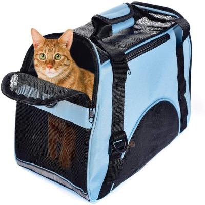 Mochila Pet Cachorro Bolsa Transporte Gato Canguru Caes Mala Dobravel Viagem Aviao Carro Azul