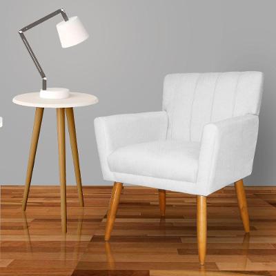 Poltrona Recepção Glam Tecido Veludo Branco