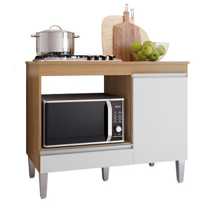 Balcão Para Cooktop 1 Porta 1 Gaveta Com Tampo Cátia Amêndoa/branco