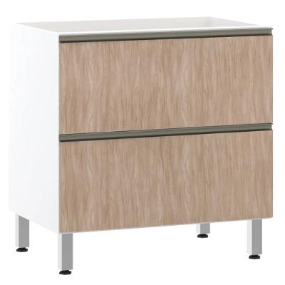 Balcão De Cozinha Com Tampo 1 Porta 1 Gaveta Pérola Branco Polar Com Cumaru 80cm