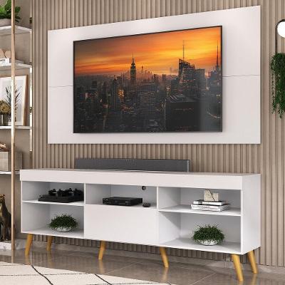 Rack Com Painel E Suporte Tv 65" Retrô Flórida Up Multimóveis Mp1043 Branco/natural