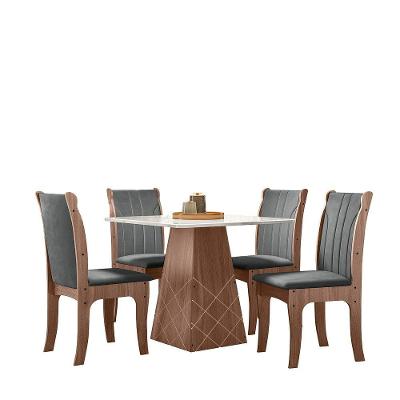 Conjunto Serena Mesa 0,90 Com 04 Cadeiras Amendoa 03a