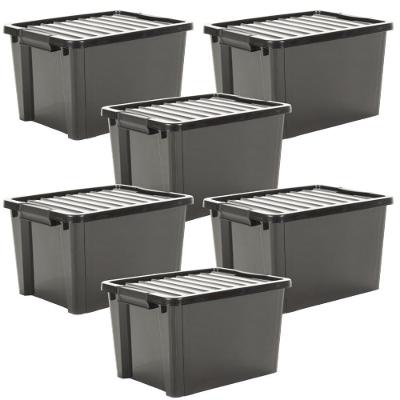 Kit 6 Organizadores Life Box 50 Lt - Preta Preta