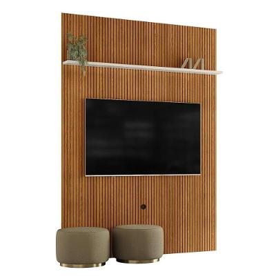 Painel New Interlagos Para Tv 75 Polegadas Do Piso Ao Teto - Madetec Cinamomo Off White