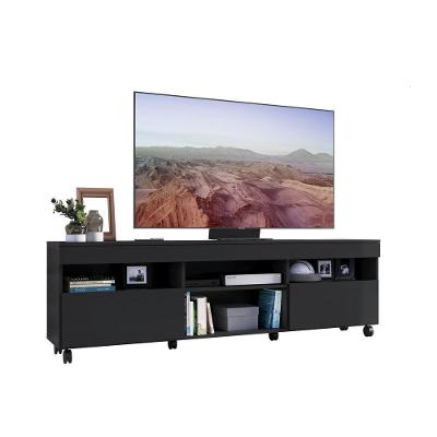 Rack Tv 65" Com Rodízios E 2 Portas Paris Multimóveis V3325 Preto Preto