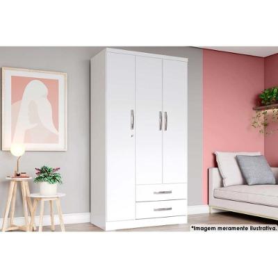 Guarda Roupa Casal 3 Portas E 2 Gavetas Açaí Da133 Branco - Henn