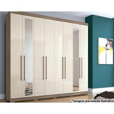 Guarda Roupa Casal 8 Portas (2 C- Espelho) E 4 Gavetas C- Pés Master New 8.4 Jatobá - Santos Andirá