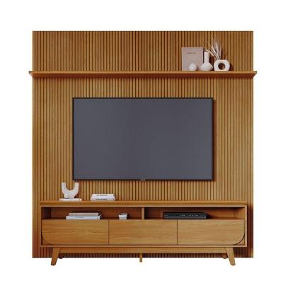 Composição Luna Bancada E Painel Para Tv 75 Polegadas Com Portas - Madetec Cumaru