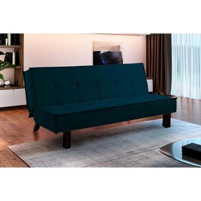 Sofá Cama Casal Sicília Extra Suede Azul - Paropas