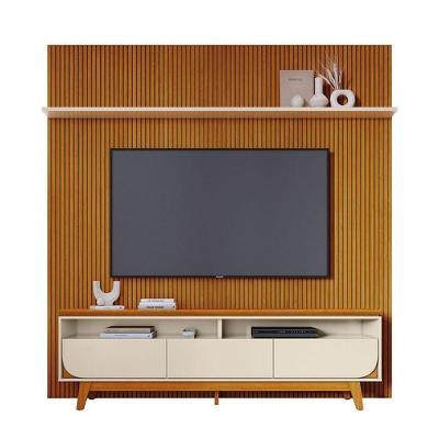 Composição Luna Bancada E Painel Para Tv 75 Polegadas Com Portas - Madetec Cinamomo Off White
