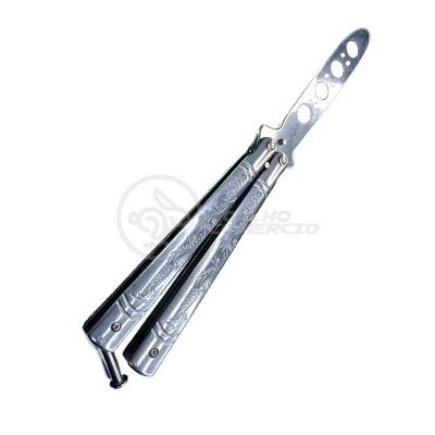 Knife Silver Butterfly Treinamento Manobras Prata Borboleta Dobrável De Aço Inoxidável