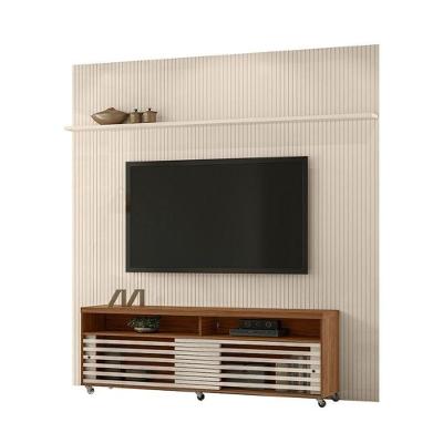 Composição Frizz New Prestige Bancada E Painel Para Tv 75 Polegadas Com Portas - Madetec Naturale Off White