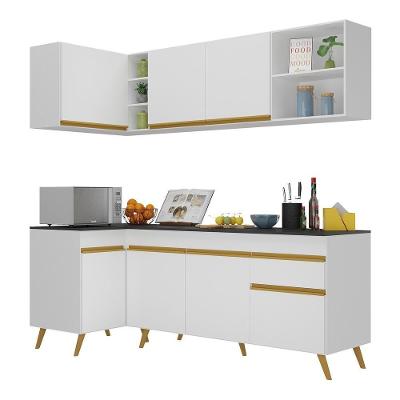 Armário De Cozinha Compacta De Canto Veneza Multimóveis V2058 Branco/dourado Branco/dourado