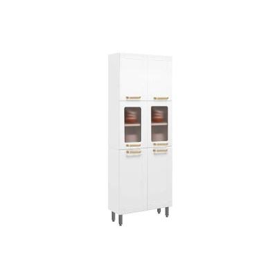 Paneleiro De Cozinha Colors 6037 C- 6 Portas (2 C- Vidro) 70cm Branco - Bertolini