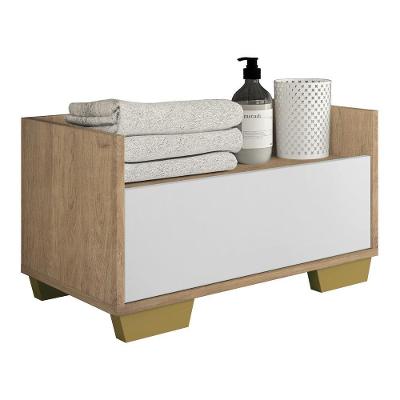 Gabinete Armário Banheiro 80Cm Multimóveis V5001 Rustic/Branco/Natural Rustic/Branco/Natural