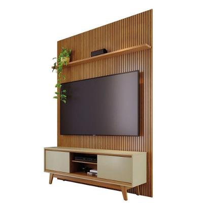 Composição Milo Bancada E Painel Para Tv 65 Polegadas Com Portas - Madetec Cumaru Opala