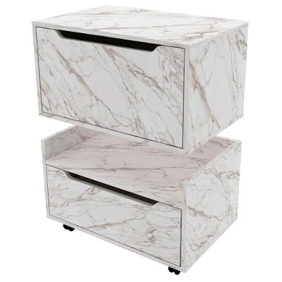 Kit Balcão E Gabinete De Banheiro 1 Porta 1 Gaveta E Rodízio Mármore Branco
