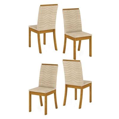 Cadeira Para Mesa De Jantar Dina Kit 04 Peças Linho – Henn