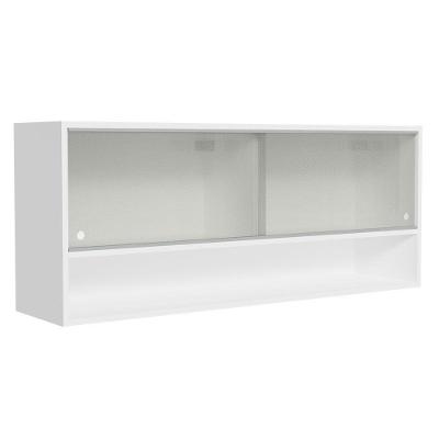 Armário Aéreo 120cm 2 Portas Correr Vidro Pontilhado 1 Nicho Branco Para Cozinhas Glamy Lux E Reims Madesa Branco